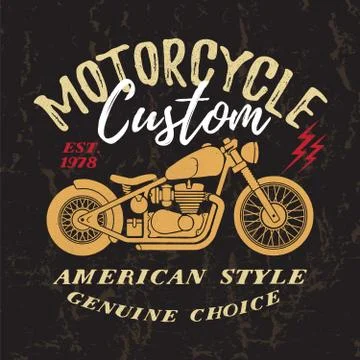 Custom Motorcycle Print. Stock Illustration