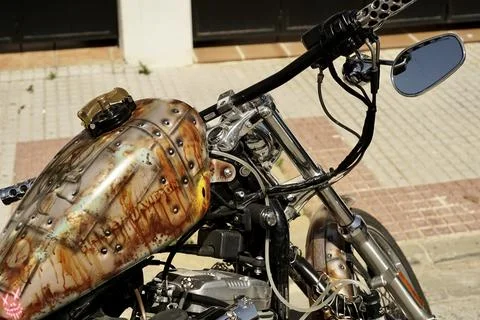 Custom motorcycle with rust style. Stock Photos