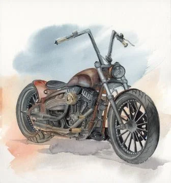 Custom motorcycle on a sepia background Illustrazione stock