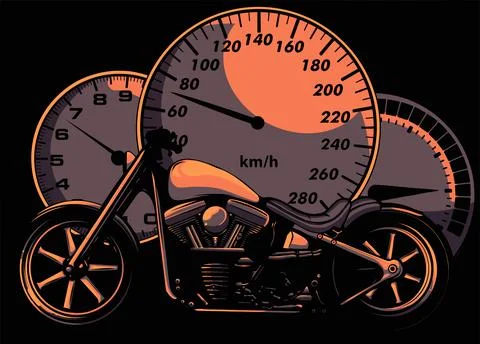 Custom Motorcycle with speedometer vector illustration design Stock Illustration