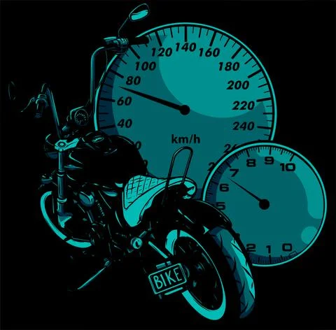 Custom Motorcycle with speedometer vector illustration design 스톡 일러스트