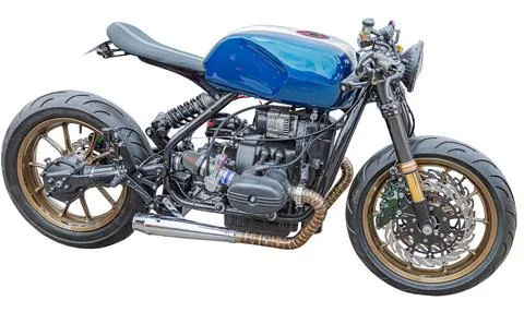 Custom motorcycle technical photo, showcasing classic modern blend design e.. Stock Photos