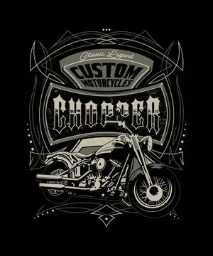Custom motorcycles chopper Stock Illustration