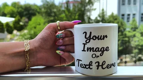 Custom mug design, personalised mug cup Stock Footage 247086500