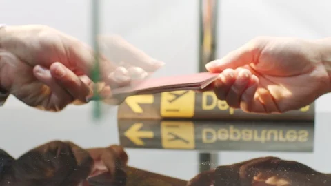 Custom officer checking and stamping a travelling passport Vídeo Stock 94081427