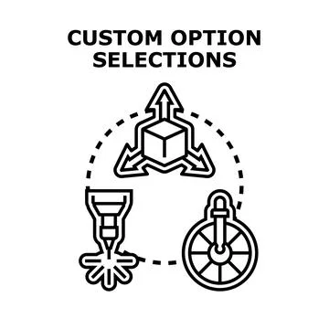 Custom option selections for product personalization and design Illustrazione stock