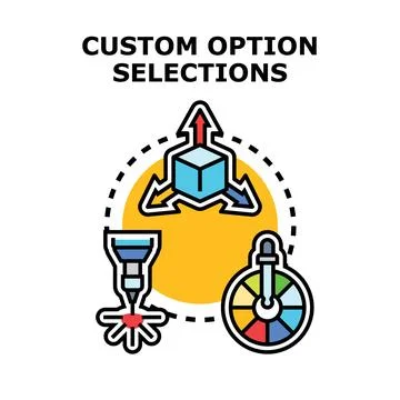 Custom option selections for product personalization and design Stock Illustration