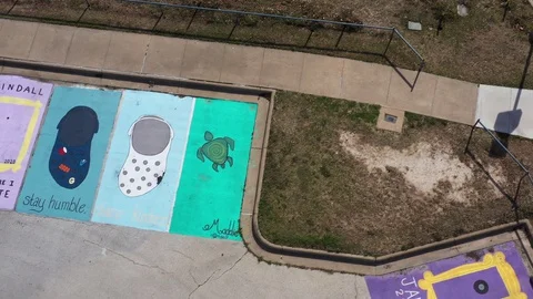 Custom Painted Parking Spaces, Bryan, Texas, USA Stock Footage 129389019