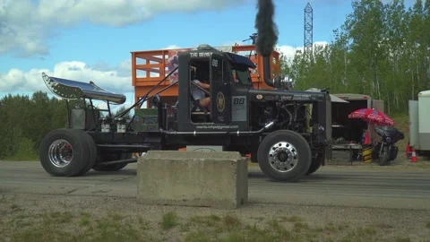 Custom Peterbilt (The Beast) doing a burnout Stock Footage 205294154