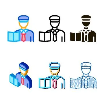 Custom policeman icon vector range outline Stock Illustration