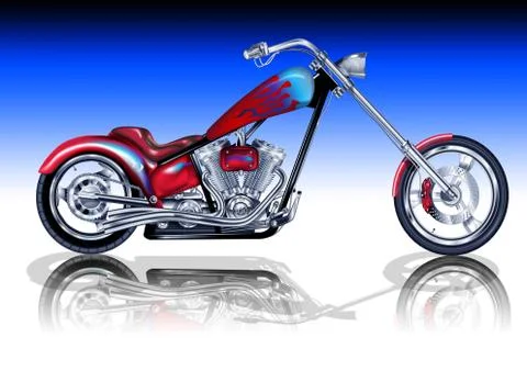 Custom red chopper Illustrazione stock