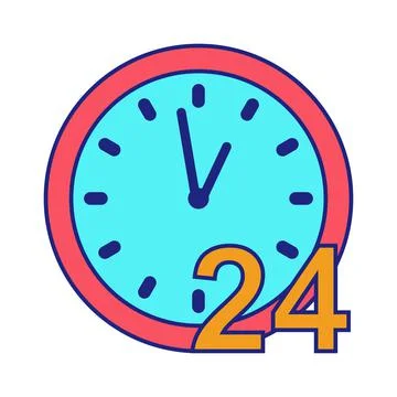 Custom Service Support 24 Hours Icon Flat Design Vector Illustrazione stock