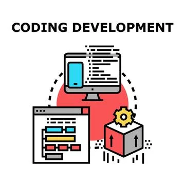 Custom software and web application development process Stock Illustration