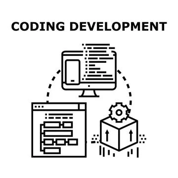 Custom software and web application development process Stock Illustration