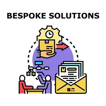 Custom solutions delivering personalized service and business strategy Stock Illustration