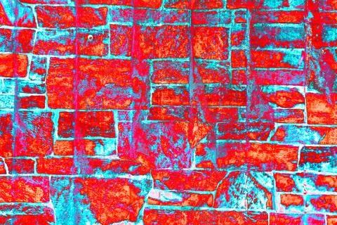 Custom stone wall on side of building. Vintage plaster texture. Changed col.. Ilustración de archivo