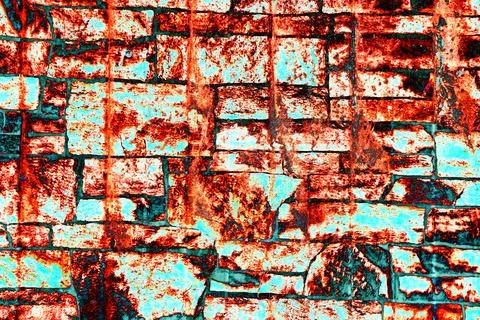 Custom stone wall on side of building. Vintage plaster texture. Changed col.. Ilustración de archivo