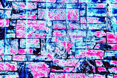 Custom stone wall on side of building. Vintage plaster texture. Changed col.. Ilustración de archivo