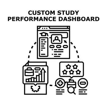 Custom study performance dashboard data analysis concept 库存插图