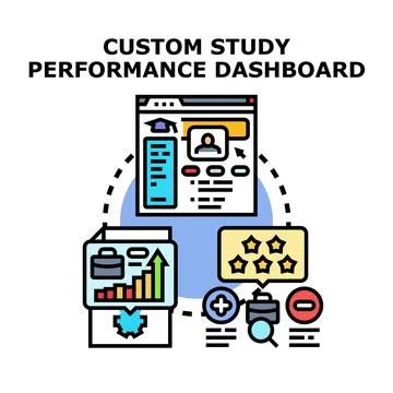 Custom study performance dashboard data analysis concept Stock Illustration