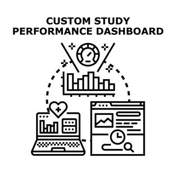 Custom study performance dashboard data analysis process Stockillustratie