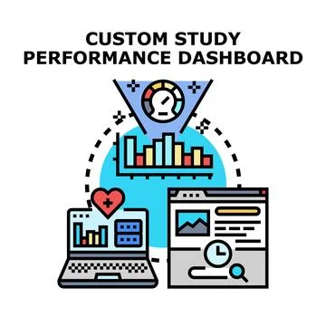 Custom study performance dashboard data analysis process Stock Illustration