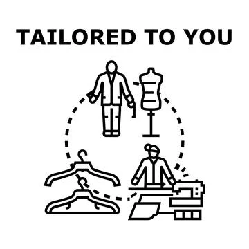 Custom tailoring clothing production process for client Stock Illustration