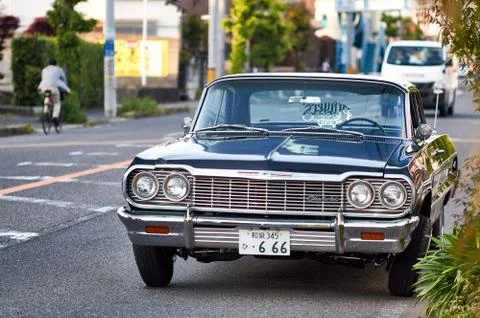Custom tuned old timer Chevrolet car in Osaka, Japan Stock Photos