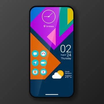 Custom widget user interface home screen realistic smartphone design Stock Illustration