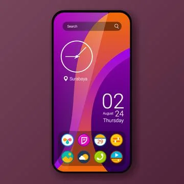 Custom widget user interface home screen realistic smartphone design Stock Illustration