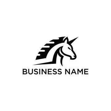Custom,Creative and Abstract Unicorn or Horse logo design Stock Illustration