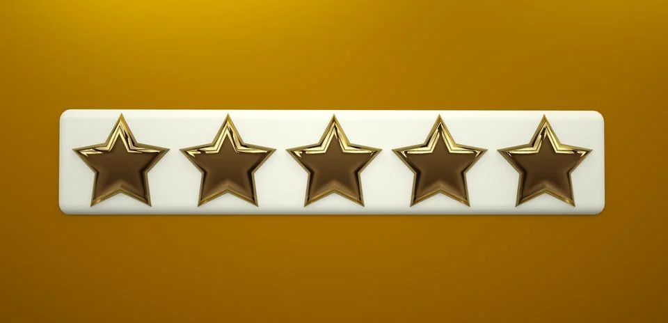 Customer 3D five star product review flat icon for apps and websites Stock Illustration