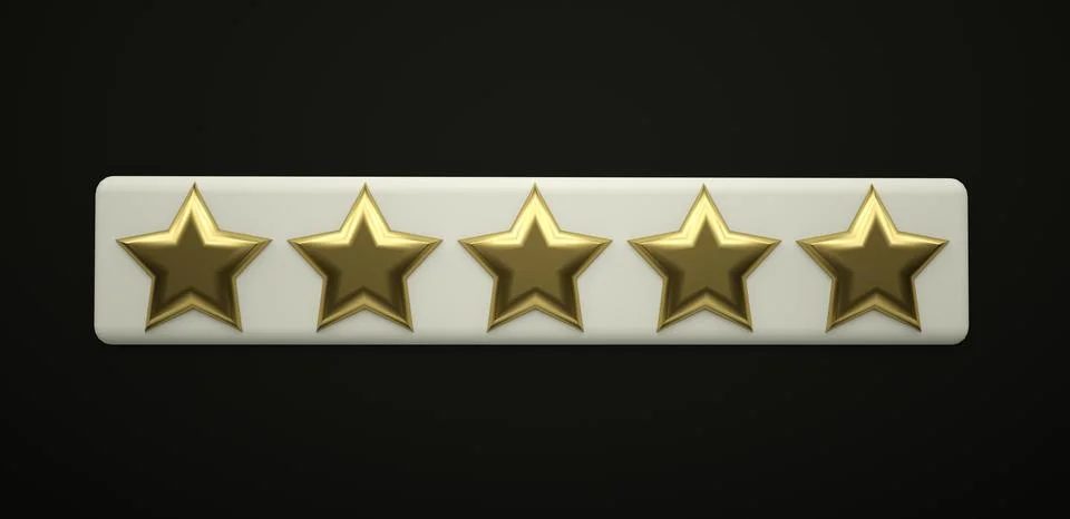 Customer 3D five star product review flat icon for apps and websites Stock Illustration