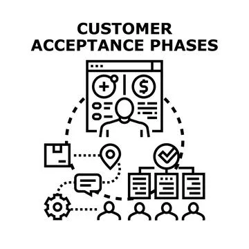 Customer acceptance phases process for product delivery Stock Illustration