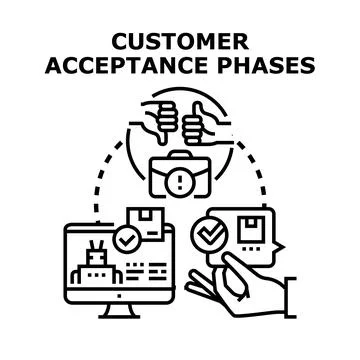 Customer acceptance phases vector concept illustration Illustrazione stock