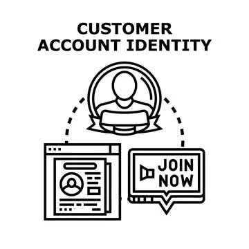 Customer account identity accessing digital online services Stock Illustration