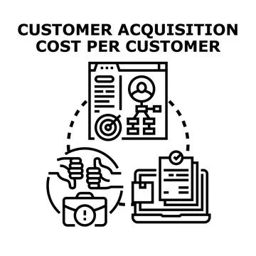 Customer acquisition cost per customer concept planning Stock Illustration