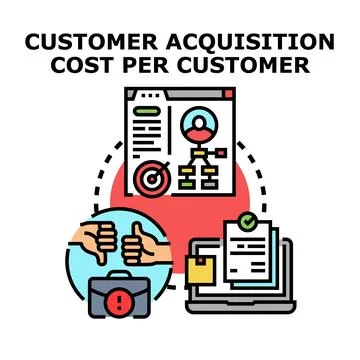 Customer acquisition cost per customer concept planning 스톡 일러스트