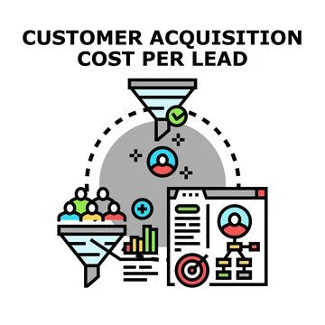 Customer acquisition cost per lead concept Stock Illustration