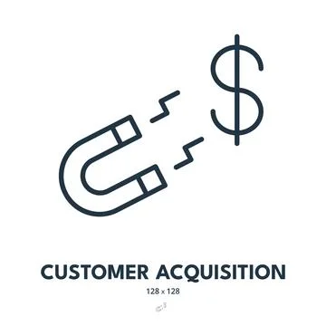 Customer Acquisition Icon. Magnet, Client, Target. Editable Stroke. Simple .. Stock Illustration