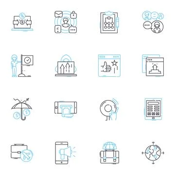 Customer acquisition linear icons set. Prospects, Conversion, Acquisition, Leads Stock Illustration