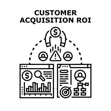 Customer acquisition roi concept gaining new clients Stock Illustration