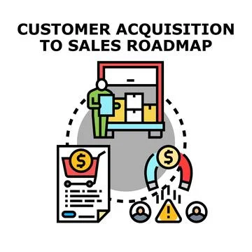 Customer acquisition to sales roadmap concept illustration Stock Illustration