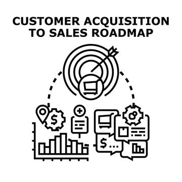 Customer acquisition to sales roadmap concept illustration Stock Illustration