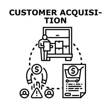 Customer acquisition strategy attracting new buyers process Stock Illustration