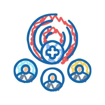 Customer acquisition technical sales engineer icon doodle illustration Stock Illustration