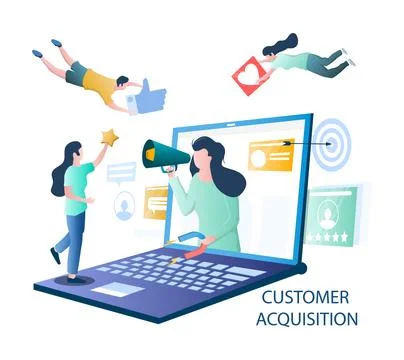 Customer acquisition vector illustration client attraction cartoon Stock Illustration