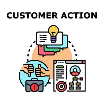 Customer action cycle understanding feedback process Stock Illustration