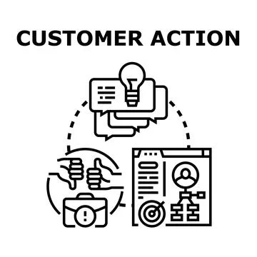 Customer action cycle understanding feedback process Stock Illustration