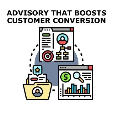 Customer advisory boosting conversion through data analysis Stock Illustration